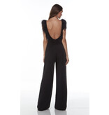 LONG JUMPSUIT, FEATHER V-NECK 1707