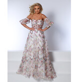 Strapless floral gown with detachable sleeves 24383