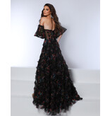 Strapless floral gown with detachable sleeves 24383