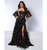 Strapless floral gown with detachable sleeves 24383