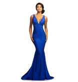 Beaded, jersey fitted tank strap mermaid gown 9213