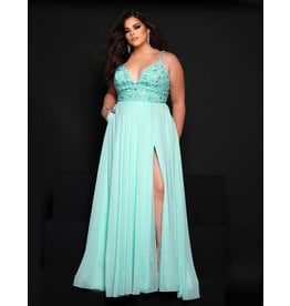 BEADED BODICE A LINE GOWN 23318