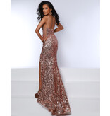 Spaghetti strap sequin fitted gown 24353