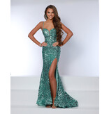 Spaghetti strap sequin fitted gown 24353