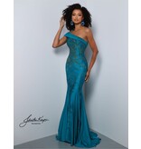 One shoulder jeweled accent fitted jersey 2872