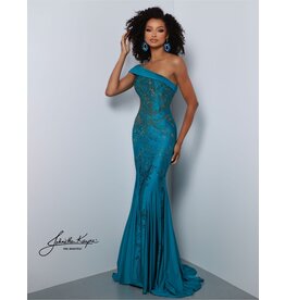 One shoulder jeweled accent fitted jersey 2872