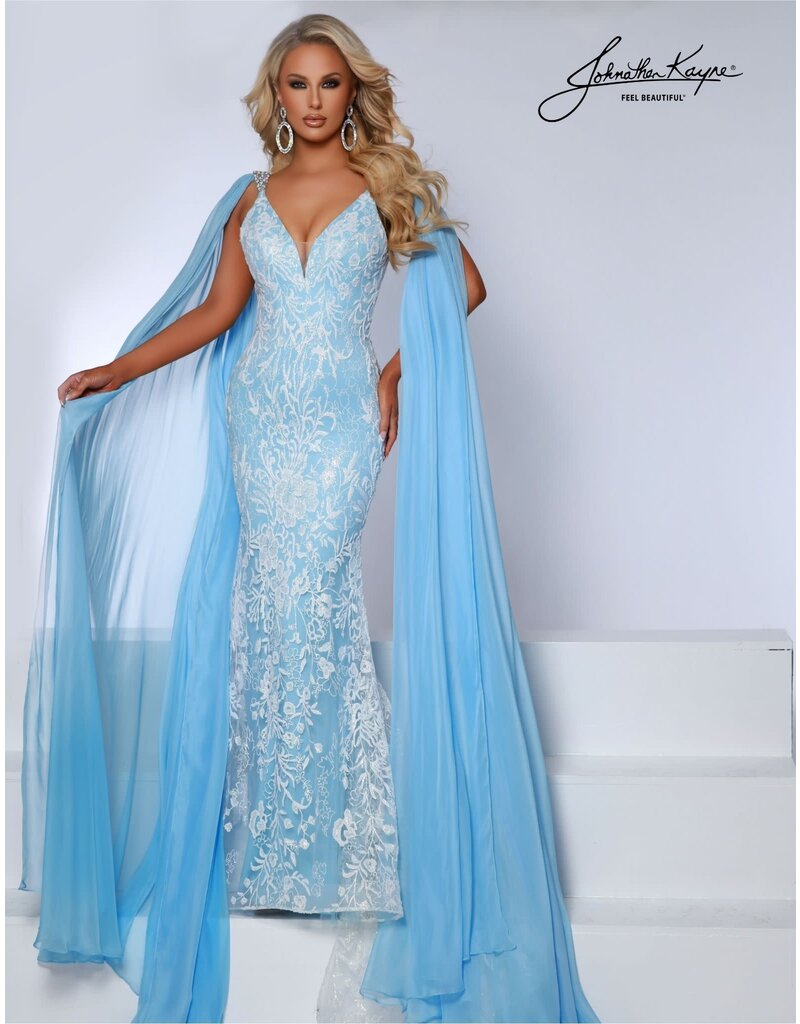Fitted appliqued w/cape sleeves 2826