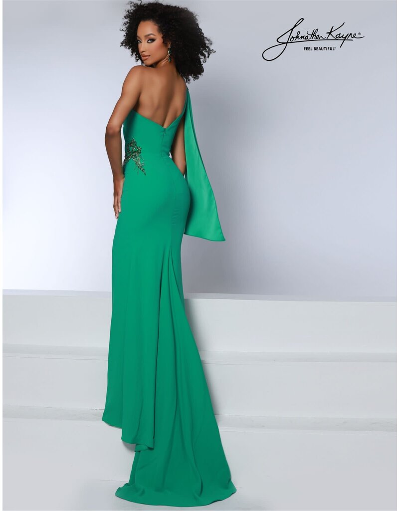 One shoulder fitted gown w/leg slit 2864