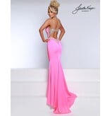 High neck beaded fitted jersey gown 2918