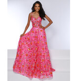 Spaghetti strap sequin floral a-line gown 24078