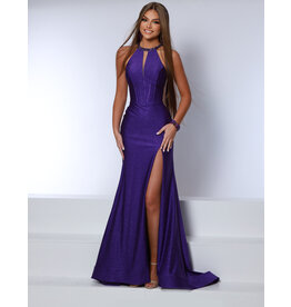 High neck glitter jersey fitted gown 24355