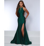 High neck glitter jersey fitted gown 24355