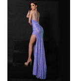 RUCHED SEQUIN FITTED GOWN W/ SLIT 24234