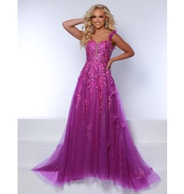 TULLE BALLGOWN W/ SLIT AND DETACHABLE STRAPS 24288