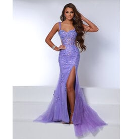 Tank strap lace corset bodice fitted gown 24230
