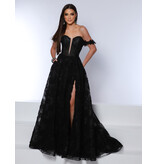 Off the shoulder 3D flower A-line tulle gown 24283