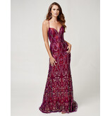 Spaghetti strap fitted beaded shimmer gown 2380