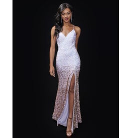 Spaghetti strap sequin ombre fitted gown 1554
