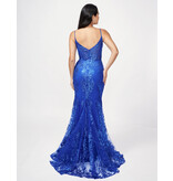 Spaghetti strap sequin corset bodice mermaid gown 1562