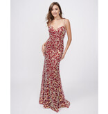 Sequin fitted spaghetti strap gown 3256