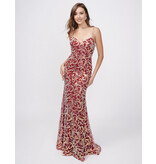 Sequin fitted spaghetti strap gown 3256N