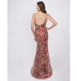 Sequin fitted spaghetti strap gown 3256N