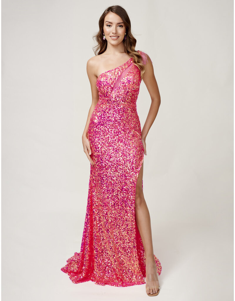 One shoulder sequin fitted gown 4405