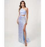 One shoulder sequin fitted gown w/cut out 4413