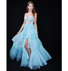 Lace bodice tulle ruffle skirt ballgown 4418