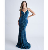 Spaghetti strap fitted sequin mermaid gown 4420