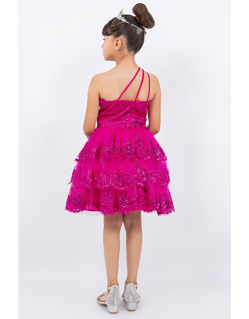 One shoulder ruffle short tulle gown 5132X