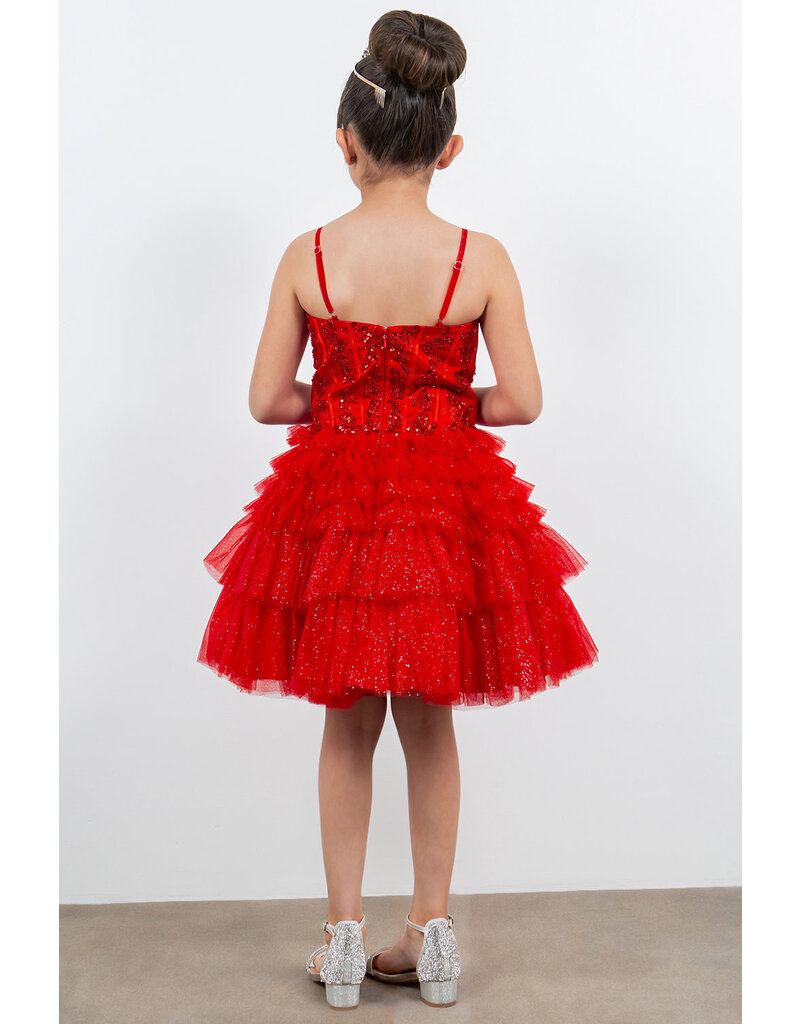 Spaghetti strap lace corset bodice tulle ruffle short skirt 5133X