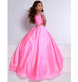 OFF SHOULDER BALLGOWN W/ BEADED WAIST & NECKLINE G1274