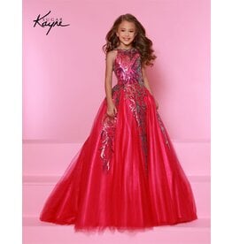Sugar Kayne High neck sequin tulle a-line gown C344