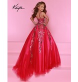 Sugar Kayne High neck sequin tulle a-line gown C344