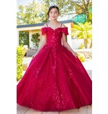 Off shoulder 3D flower Quince dress 8045