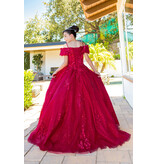 Off shoulder 3D flower Quince dress 8045