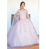 Ballgown with detachable shoulder capes 8075