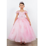 Ruffle back butterfly accent long dress 8120