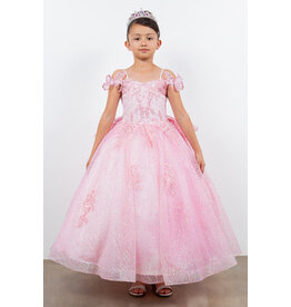 Ruffle back butterfly accent long dress 8120