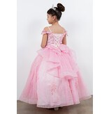 Ruffle back butterfly accent long dress 8120