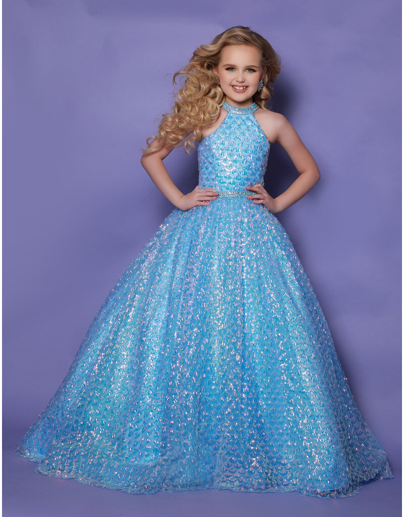 HIGH NECK SCALED BALLGOWN G1265