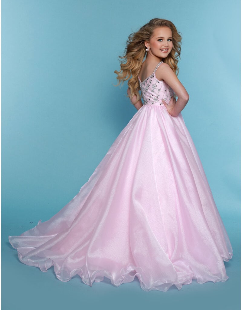 2Cute Princess Spaghetti strap beaded bodice organza ballgown G1285