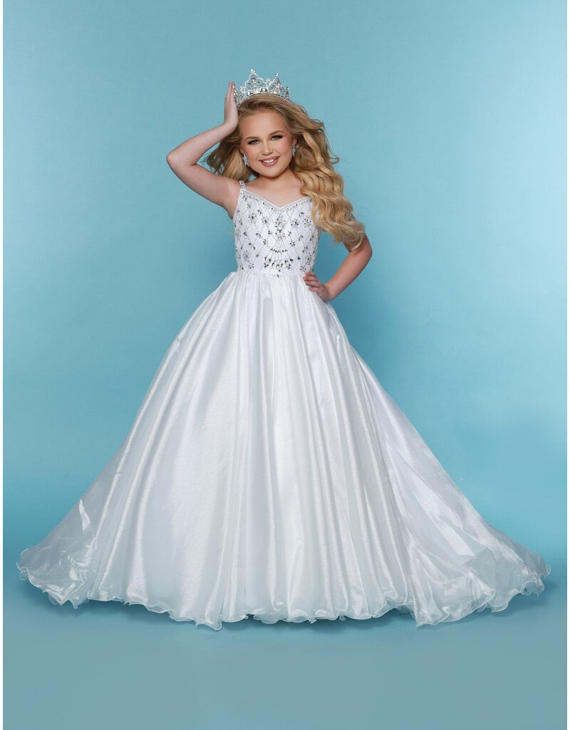 2Cute Princess Spaghetti strap beaded bodice organza ballgown G1285