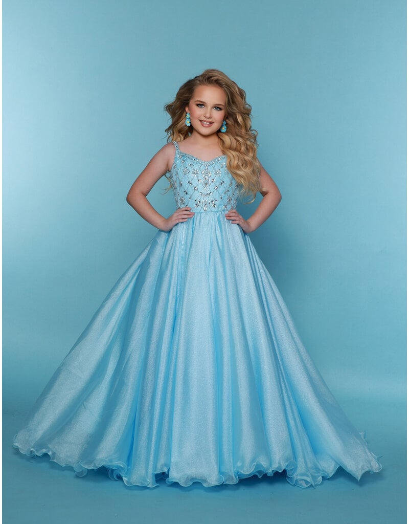 2Cute Princess Spaghetti strap beaded bodice organza ballgown G1285