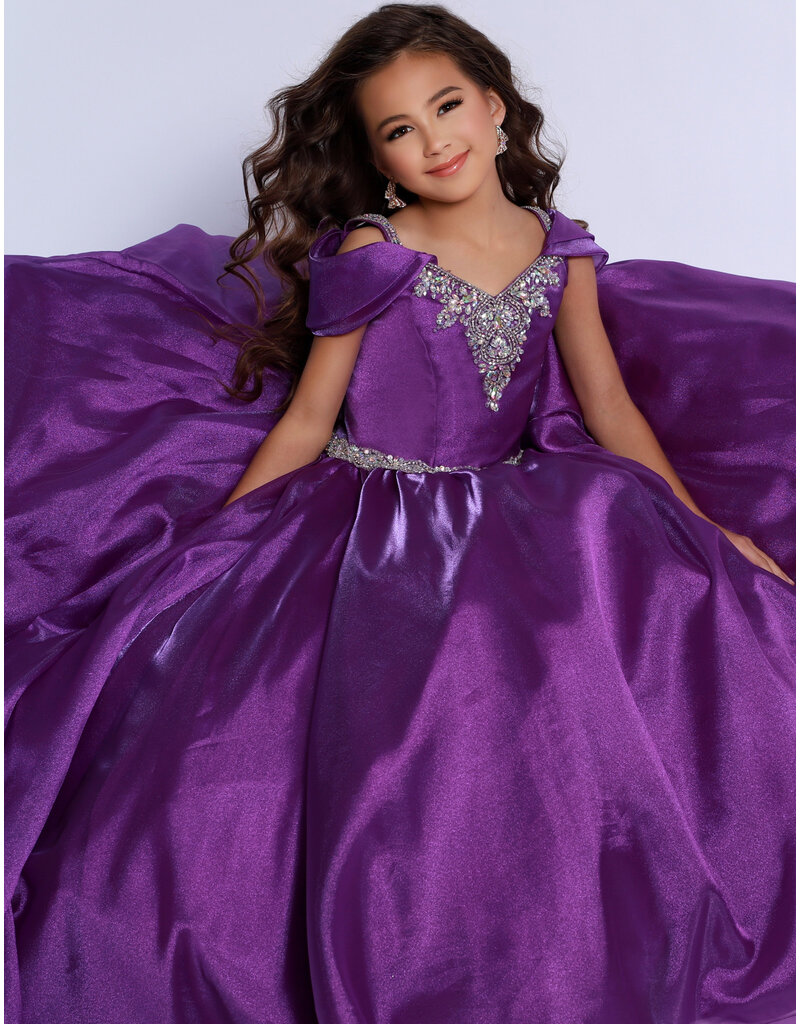 OFF SHOULDER BALLGOWN W/ BEADED WAIST & BODICE G1273
