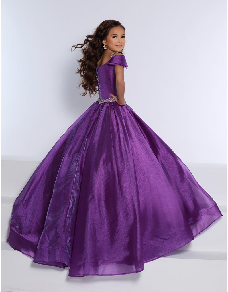 OFF SHOULDER BALLGOWN W/ BEADED WAIST & BODICE G1273