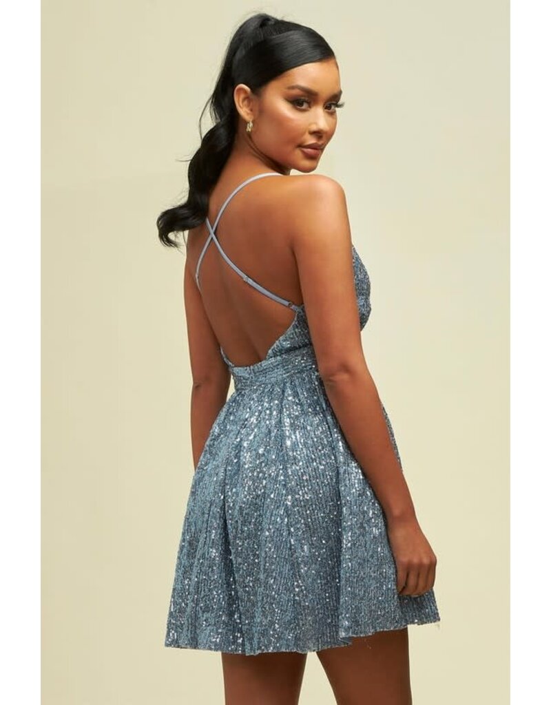 Luxxel SEQUIN TUTU PLEATED MINI DRESS  5803