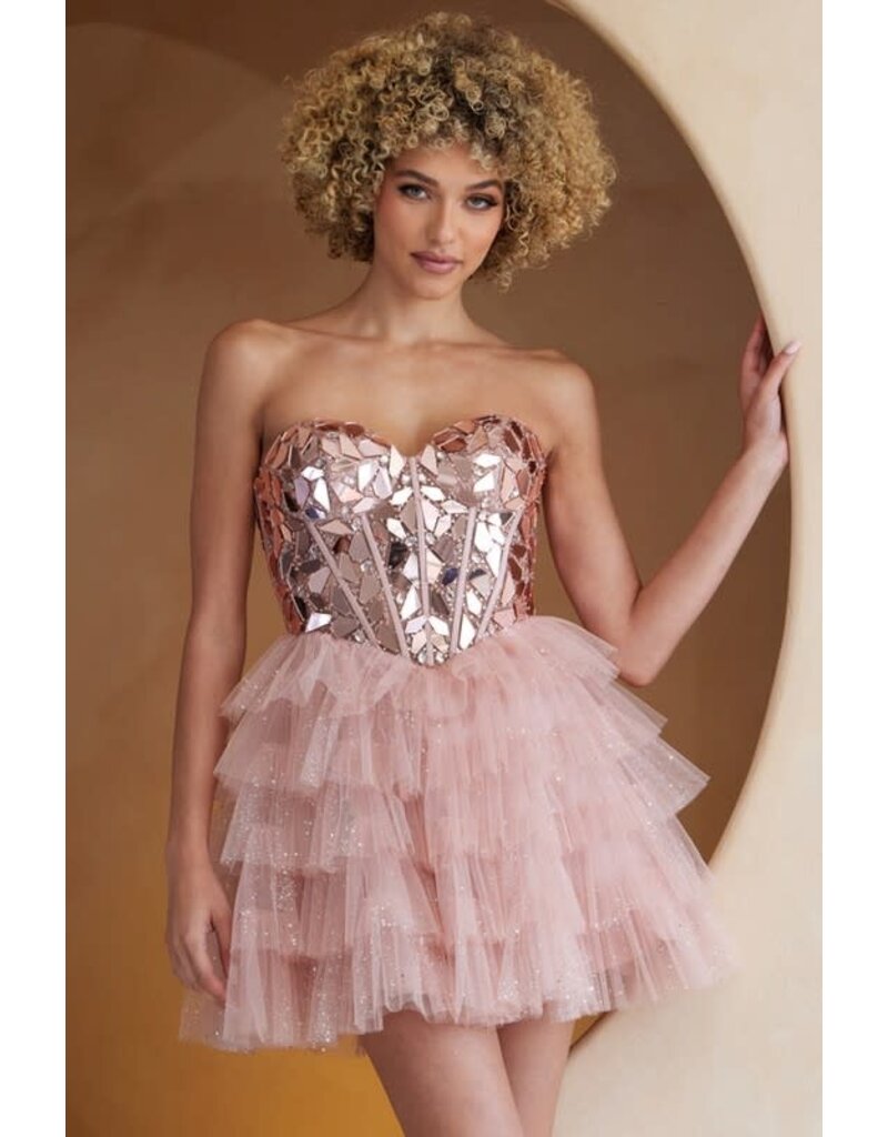 AMELIA COUTURE Mirror cut bodice short ruffle tulle skirt 5058S