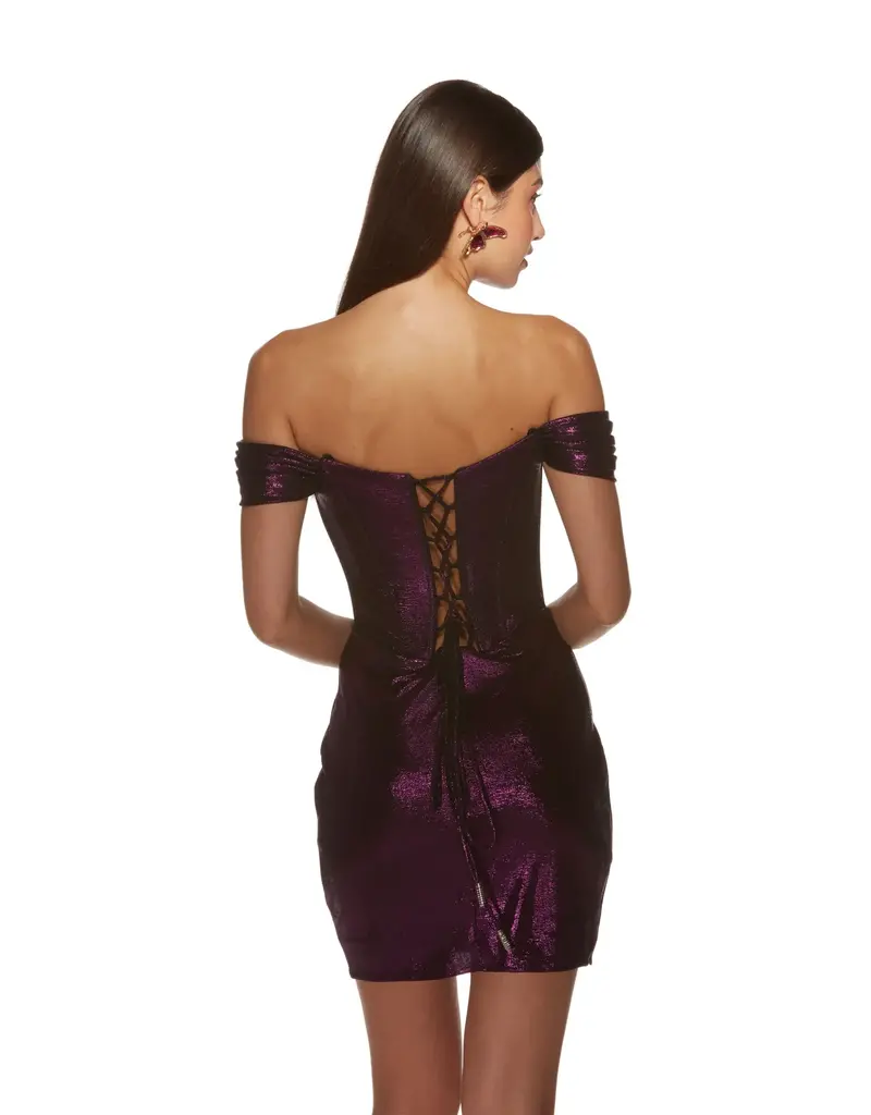Short,Metalic,OffTheShoulder,Fitted, 4844